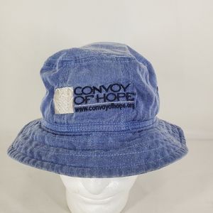 Convoy of Hope Bucket Hat Embroidered Logo Blue Denim Distressed Cap Gilligan.